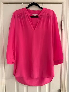 Amanda Uprichard 100% Silk Hot Pink Tunic Blouse